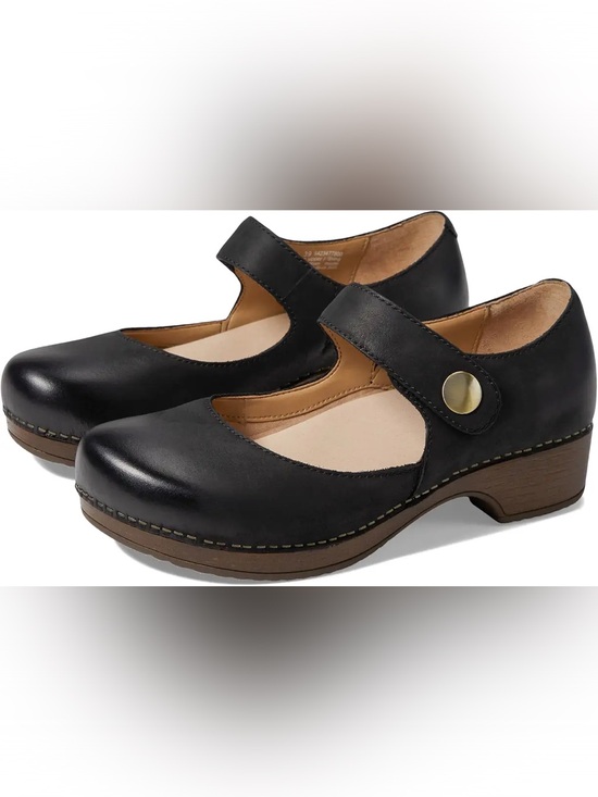 Dansko Shoes - Dansko Beatrice Mary Jane Nubuck Leather Comfort Clogs Shoes Size 37 Black